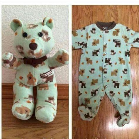 Use their sleeper to make a teddy bear. They can then pass that down. How adorable Teddy Bear From Baby Sleeper, Memory Bears Pattern Free, Memory Bears Pattern, Bear Patterns Free, Keepsake Bear, Baby Sleepers, Memory Bear, Footie Pajama, Mixed Babies