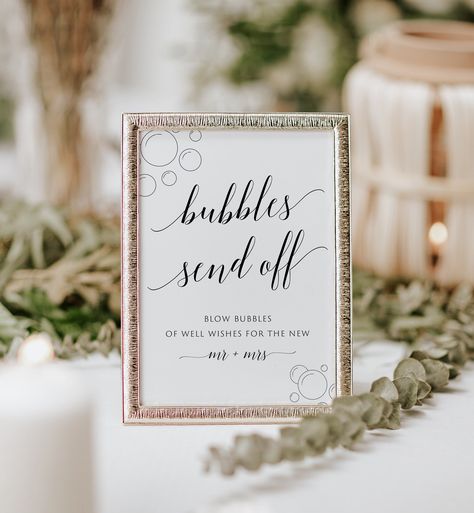 Bubbles Send Off, Bubble Send Off Sign, Wedding Bubbles Sign, Bubble Send Off, Place Holders Wedding, Polaroid Wedding, Wedding Bubbles, Printable Wedding Sign, Photo Guest Book