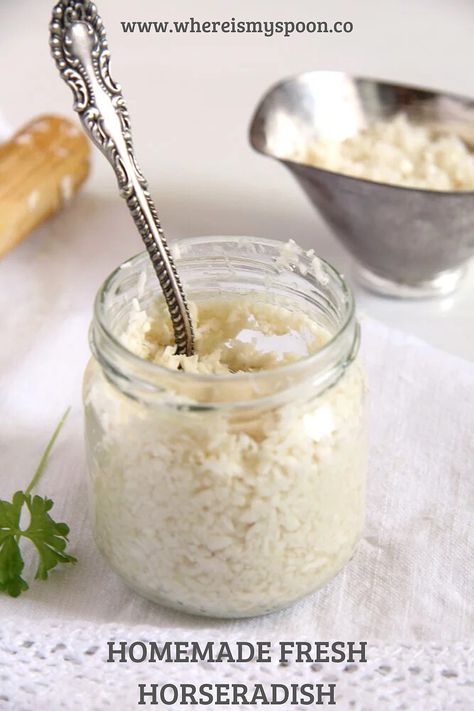 Raw Horseradish Recipe, How To Make Horseradish, Horse Radish, Homemade Horseradish, Horseradish Recipes, Fresh Horseradish, Homemade Sandwich, Radish Recipes, Homemade Mixes