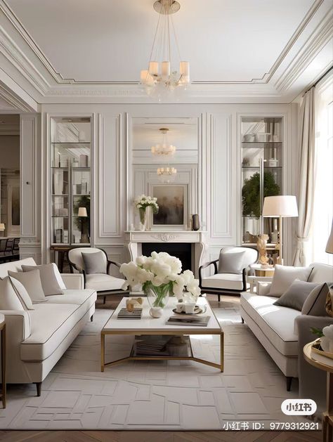 Living Room French Style, Architectural Homes, Grand Dining Room, Condo Inspiration, French Interior Design, Neoclassical Interior, Living Room Design Inspiration, Classic Living Room, Living Room Design Decor