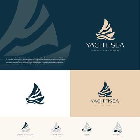 Yacht Club Design, Ship Logo Design Ideas, Cruise Logo Design, Boat Logo Design Ideas, Luxury Travel Branding, Luxury Logo Ideas, Yacht Branding, Luxury Travel Logo, Nautical Branding