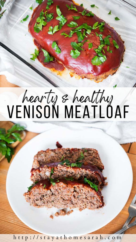 Healthy and hearty Venison Meatloaf is full of flavor and nutrients! Made from venison, eggs, milk, sourdough breadcrumbs and a handful of spices, this is a great recipe for an easy weeknight dinner. Venison Meatloaf Recipes, Low Calorie Meatloaf, Deer Meatloaf, Recipes Using Venison, Venison Meatloaf, Organic Dinner Recipes, Meat Loaves, Venison Meat, Macro Nutrition