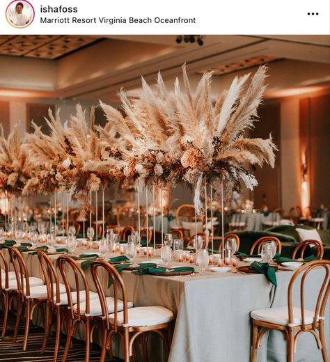 Luxury Boho Wedding Decor, Bronze Theme Wedding, Brown Gold Cream Wedding Decor, Wedding Interior Decoration, Pampas Decoration Wedding, Copper And Taupe Wedding, Rust Brown Wedding Theme, Earth Tone Table Decor, Brown Reception Decor