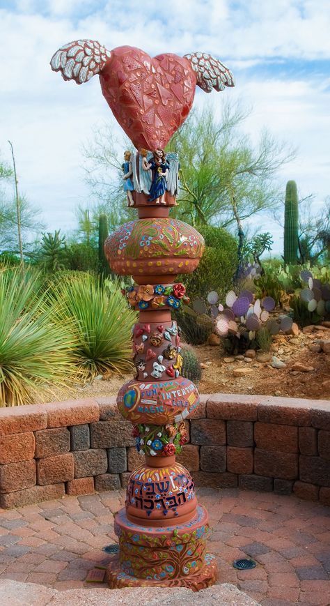 Totem: A Personal Journey | Gail T. Roberts Studio | Tucson, AZ Totem Pole Art, Garden Totem, Art Pole, Garden Totems, Mosaic Inspiration, Garden Poles, Pole Art, Mosaic Garden Art, Totem Poles