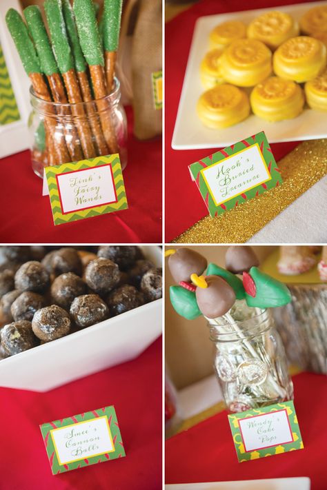 Peter Pan Party Food, Peter Pan Food, Feather Cookies, Peter Pan Play, Peter Pan Costume Kids, Neverland Birthday, Peter Pan Jr, Pan Desserts, Neverland Party