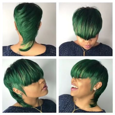 OK! KEKE KILLED THE KELLY KUT!! 💚✂️💚 @kekejackson_ #kellykutkraze #imhairforit #customcolor #aanndddcut #followmobhair… Black Womens Hairstyles, Short Quick Weave Hairstyles, 27 Piece Hairstyles, Short Quick Weave, Short Weave Hairstyles, Mohawk Styles, Kelly Cut, Short Hair Pixie Cuts, Quick Weave Hairstyles