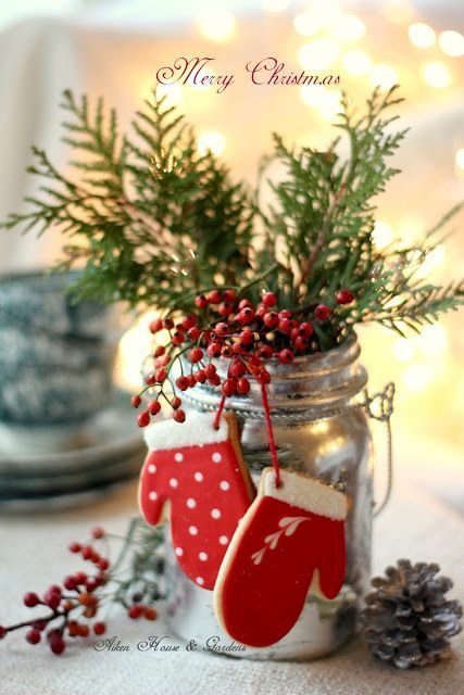 100+ Warm & Festive Red and White Christmas Decor Ideas - Hike n Dip Glass Jar, White Christmas, Pine Cones, Mason Jar, Stockings, Christmas Decorations, Glass, Christmas, Red