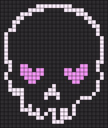 Alpha pattern #171255 | BraceletBook Horror Grid Pattern, Emo Cross Stitch, Pixel Skull, Skull Alpha Pattern, Skull Cross Stitch Pattern, Goth Alpha Pattern, Gothic Pixel Art, Halloween Alpha Pattern, Easy Alpha Patterns