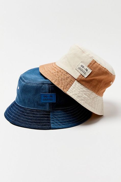 Bucket Hat Ideas, Bucket Hat Aesthetic, Cute Bucket Hats, Cool Bucket Hats, Patchwork Bucket Hat, Pola Topi, Bucket Hat Fashion, Bucket Hat Design, Diy Vetement