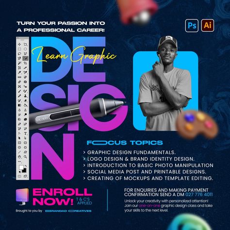 Graphic Design Course Poster, Social Advertising Design, Digital Advertising Design, Photoshop Course, Facebook Post Design, Graphic Studio, Social Media Branding Design, Graphic Design Tutorials Learning, Social Media Advertising Design