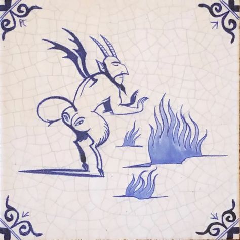 Hellfire | Paul Bommer Paul Bommer, Delft Tiles, Delft, Limited Edition Prints, Ceramic Tiles, Illustration Art, Tile, Limited Edition, Humanoid Sketch