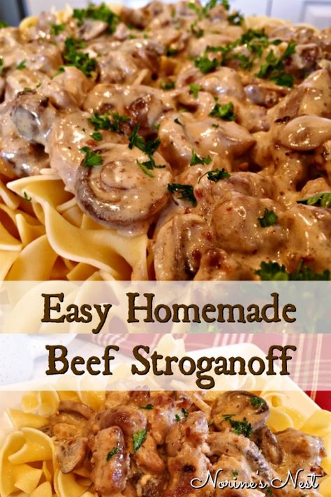 Tender Cube Steak, Steak Stroganoff, Homemade Beef Stroganoff, Recipe Mushroom, Cube Steak Recipes, Cube Steak, Stroganoff Recipe, Homemade Beef, Dinner Easy