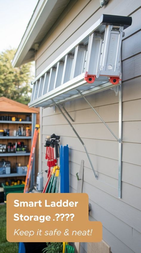 Got an extension ladder but no space to store it? Discover 5 clever Loft Ladder Ideas to keep your ladder safe and secure. Explore solutions like a Platform Ladder for versatile use or repurpose it for Kids Room Interior Design. Get inspired by Loft Stairs Ideas and even Library Ladder setups for creative storage solutions. #gg #homedesigninsider #storingaladderoutside Loft Ladder Ideas, Loft Stairs Ideas, Kids Room Interior, Ladder Ideas, Ladder Hooks, Platform Ladder, Metal Ladder, Ladder Storage, Library Ladder