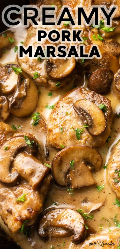 Mushroom Marsala Sauce, Pork Fillet Recipes, Tenderloin Recipes Crockpot, Pork Medallion Recipes, Pork Marsala, Mushroom Marsala, Pork Tenderloin Medallions, Chicken Lombardy Recipes, Wine Chicken