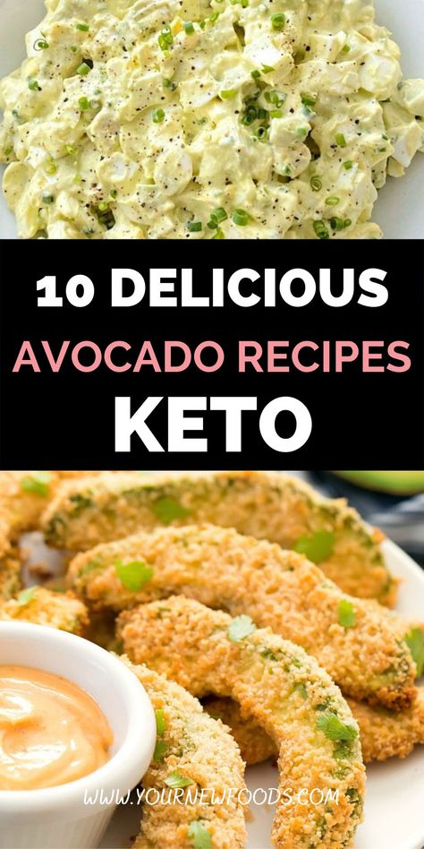 Your New Foods, Keto Avocado Recipes - 10 Easy must-try avocado recipes. Keto diet for beginners and Low-Carb recipes. Avocado Recipes Keto, Keto Avocado Recipes, Best Avocado Recipes, Avocado Recipes Breakfast, Avocado Recipes Healthy, Simple Keto Recipes, Arbonne Recipes, Diet Dinner Recipes, Avocado Toast Recipe