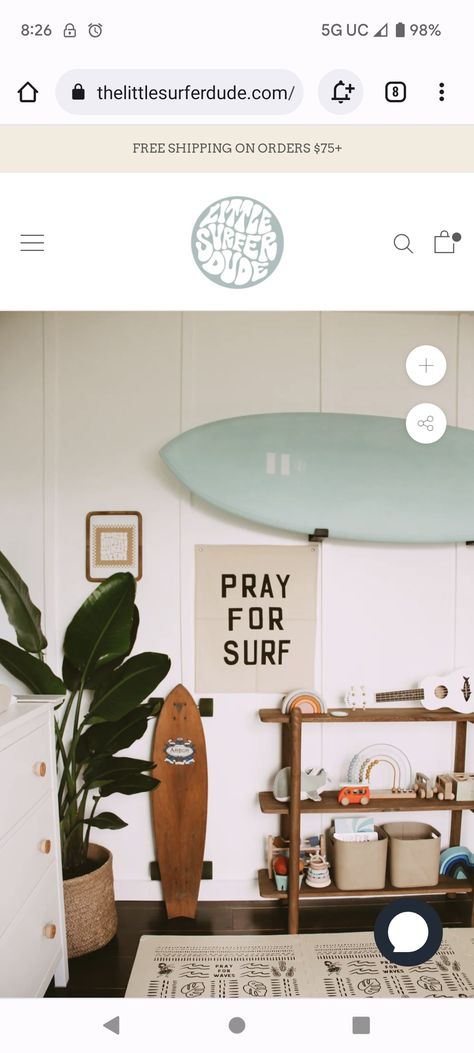 Vintage Surf Nursery, Surfer Boy Nursery, Boho Surf Bedroom, Nursery Corner, Surf Bedroom, Surf Nursery, Surf Baby, Pray For Surf, Surf Room