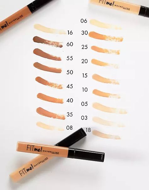 Fit Me Concealer Swatches, Concealer Swatches, Fit Me Concealer, Maybelline Concealer, Maybelline Fit Me Concealer, Foundation Swatches, Brown Nails Design, Learn Makeup, Concealer Shades