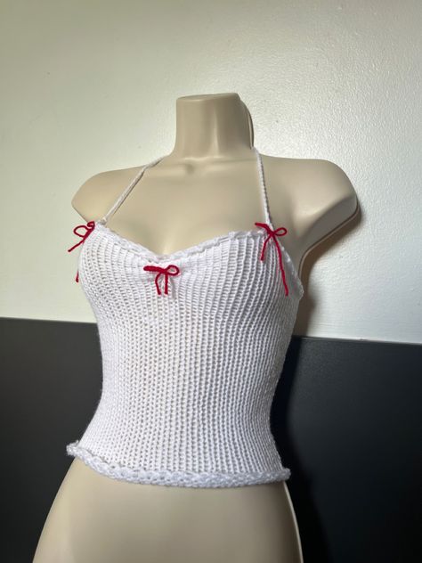 Crochet Top Y2k, 2000s Crochet, Crochet Bra Top, Halter Tie Top, Crochet Fairy, Crochet Bra, Kawaii Crochet, Crochet Design Pattern, Crochet Clothing And Accessories