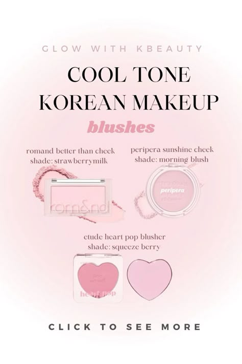 Cool Pink Makeup, Korean Face Makeup, Makeup Undertones, Korean Makeup Products, Warm Tone Makeup, Products Recommendations, Tiktok Beauty, Product Recommendation, Healthy Makeup