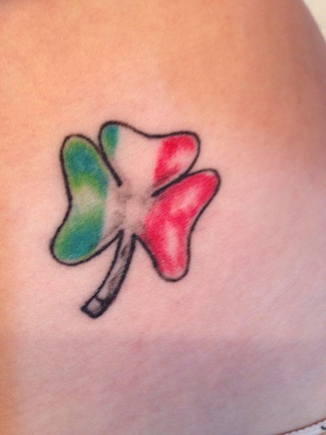 shamrock, with Italian flag colors for being Irish and Italian. Italian And Irish Tattoo, Irish Italian Tattoo, Irish Flag Tattoo, Italian Flag Colors, Italian Tattoos, Shamrock Tattoos, Double Infinity, Irish Tattoos, Knot Tattoo