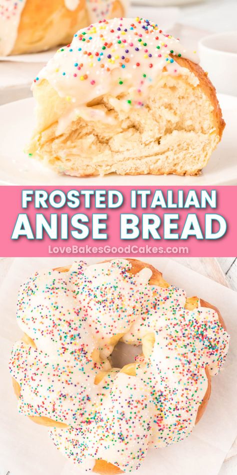 This Frosted Italian Anise Bread is a sweet and fluffy treat from the old country traditionally served at Easter or Christmas. It'll change how you see anise forever! Anise Bread, Italian Easter Bread, Easter Bread Recipe, Easter Party Food, Italian Easter, Easter Board, Christmas Delights, Traditional Easter, Amazing Breakfast