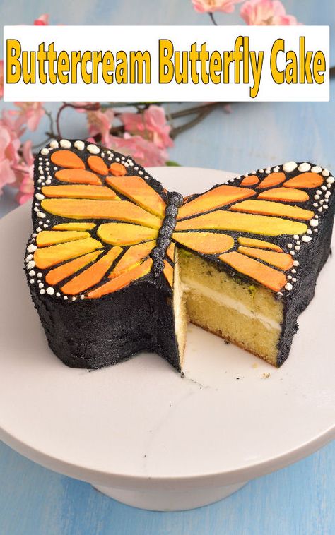 Buttercream Butterfly, Butterfly Birthday Cakes, Buckwheat Cake, Cake Templates, Butterfly Cake, Butterfly Cakes, Cooking Food, Birthday Cake Kids, Cute Cakes