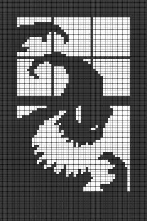 Nightmare Before Christmas Pixel Art Grid, Crochet Grid Patterns Horror, Coraline Pixel Art Grid, Scream Crochet Grid, Pixel Art Grid Halloween, Beetlejuice Alpha Pattern, Crochet Grid Blanket, Halloween Pixel Grid, Halloween Grid Pattern