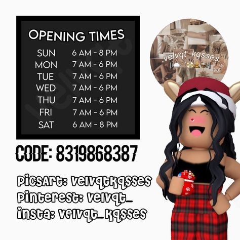 Bloxburg Store Hours Decal, Bloxburg Cafe Opening Times, Menu For Bloxburg Cafe, Bloxburg Order Here Decals Codes, Bloxburg Cafe Hours Decals Codes, Bloxburg Public Pool Decals, Bloxburg Cafe Painting Codes, Bloxburg Coffee Shop Menu Decals Codes, Bloxburg Open Hours Decal