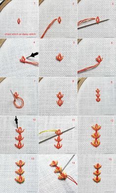 Tulip Stitch Tulip Stitch, Embroidery Stitches Beginner, Basic Embroidery Stitches, Stitch Tutorial, Embroidery Stitches Tutorial, Pola Sulam, Brazilian Embroidery, Sewing Stitches, Sewing Embroidery Designs