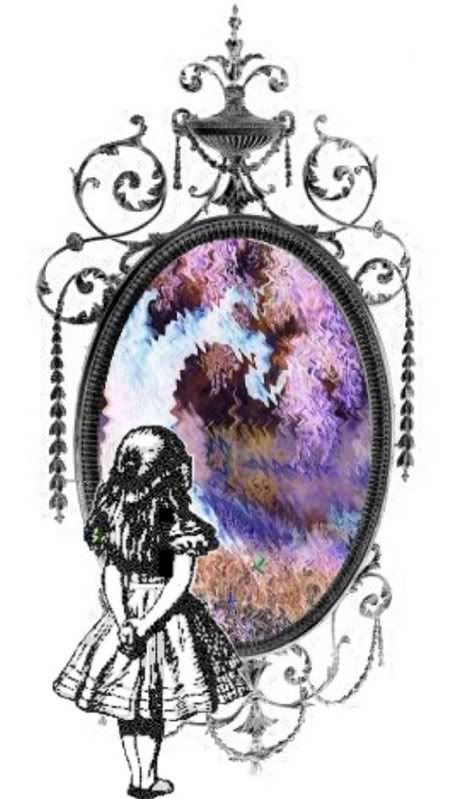 Alice Through The Looking Glass.. best book, better than Alice In Wonderland! Through The Looking Glass Tattoo, Looking Glass Tattoo, Glass Tattoo Ideas, Mirror Drawing, Cinderella Pictures, Mirror Tattoo, Mirror Tattoos, Alice And Wonderland Tattoos, Glass Tattoo