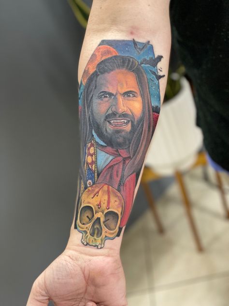 Just finished this tattoo from What We Do In The Shadows What We Do In The Shadows Tattoo, Shadows Tattoo, Nandor The Relentless, Shadow Tattoo, In The Shadows, Neo Traditional, The Shadows, Traditional Tattoo, Tatting