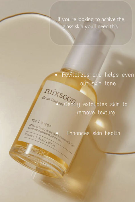 mixsoon Bean Essence No.1 - Gentle Exfoliating & Hydrating Facial Serum for Textured Skin - Korean Skincare for Glass Skin Glass Skin Serum, Mixsoon Skincare, Korean Serum For Dry Skin, Korean Skincare Routine Glass Skin, Mixsoon Bean Essence, Best Korean Skincare For Sensitive Skin, Best Korean Skincare Products For Glass Skin, Korean Skincare For Normal Skin, Korean Serum