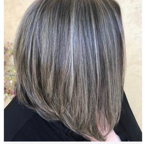 Grey Balayage, Short Brunette, Brunette Lob, Hair Blending, Gray Balayage, Brunette Hairstyles, Grey Hair Transformation, Gorgeous Gray Hair, Hair Adviser