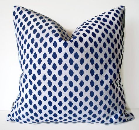 Indigo Blue Dots Pillow Cover Lacefield Sahara Midnight Ikat Dot Pillow Cover Another gorgeous pillow cover! Blue and white ikat design. Textured bark cloth like fabric. BOTH SIDES option. Coordinate shown: https://www.etsy.com/listing/197407617/navy-check-pillow-cover-blue-indigo?ref=shop_home_active_5 [FABRIC CONTENT] Cotton/rayon blend. Screen printed on textured cotton (similar to bark cloth) Medium/heavyweight [COLOR(S)] Blue and white Reverse is a white cotton. ****Colors on ... Affordable Farmhouse, Animal Print Pillows, Blue Pillows Decorative, Blue Dots, Ikat Design, Pillow Cover Design, Dotted Fabric, Blue Dot, Blue Pillows