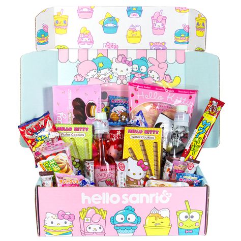 Japanese Snack Box, Japan Snacks, Hello Sanrio, Korean Snacks, Giant Candy, Asian Snacks, Wafer Cookies, Candy Brands, Cute Food Drawings