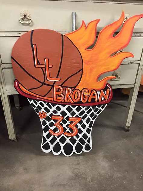 Custom Sports / Basketball Yard Art /  Sign by fabsspiritcentral Birthday Locker, Sports Locker Decorations, Basketball Locker Decorations, Volleyball Birthday, Basketball Senior Night, Luxury Poster, Senior Posters, Senior Night Posters, Locker Signs