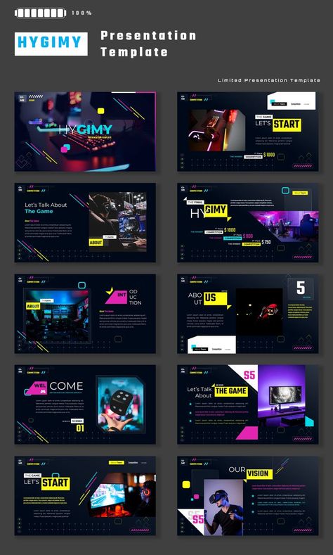 Gaming Presentation Template. Only Available in Powerpoint Format Powerpoint Presentation Ideas, Presentation Pictures, Unique Web Design, Creative Powerpoint Presentations, Boutique Logo Design, Business Fonts, Powerpoint Format, Presentation Design Layout, Presentation Ideas