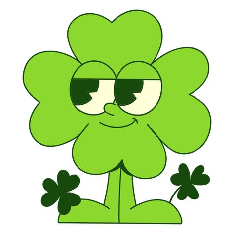 Clover retro cartoon st patricks PNG Design Irish Graphic Design, Clover Character Design, T Shirt Graphic Design Ideas, Retro Illustration Graphics, Clover Illustrations, Luck Cartoon, Retro Illustration Wallpaper, Lucky Illustration, Clover Cartoon