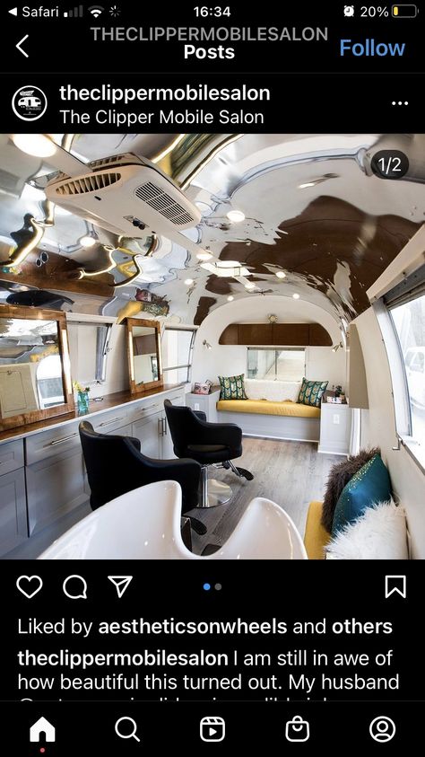 Trailer Salon Ideas, Caravan Beauty Salon Ideas, Camper Salon Ideas, Mobile Salon Trailers, Trailer Hair Salon, Mobile Salon Truck, Mobile Hair Salon Van, Mobile Hair Salon Ideas, Mobile Spa Business Ideas