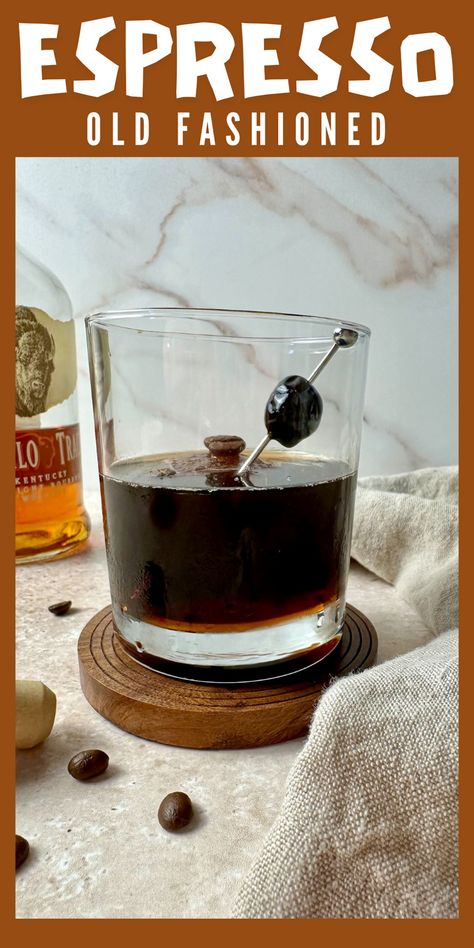 Sip on the best blend of bourbon and coffee with an Espresso Old Fashioned. It's a rich, flavorful bourbon espresso cocktail that is easy to make with a few ingredients. Whip up this old fashioned cocktail recipe with a caffeinated twist. It's the perfect drink for a Christmas party. Espresso Old Fashioned Cocktail, Coffee Old Fashioned Cocktail, Coffee Old Fashioned, Espresso Old Fashioned, Batch Fall Cocktails, Warm Fall Cocktails, Flavored Old Fashioned, Fall Cocktails For A Crowd, Fall Bourbon Cocktails