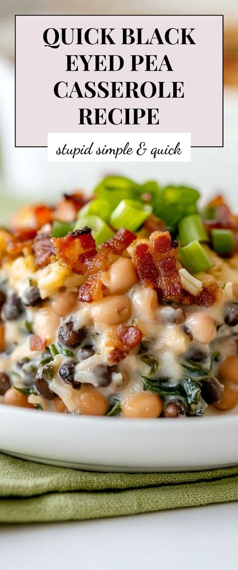 Image for Black Eyed Pea Casserole English Pea Casserole Recipe, English Pea Casserole, Black Eyed Pea Casserole, Pea Casserole, Tempeh Bacon, Black Eyed Pea, Gatherings With Friends, Hearty Casseroles, Crumbled Bacon