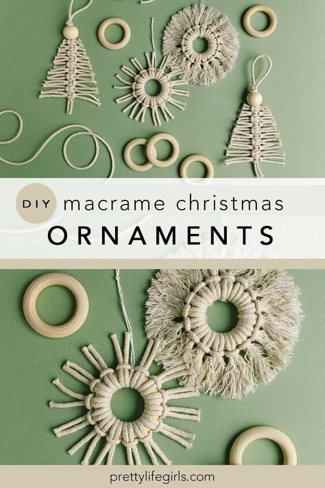 These DIY Macrame Christmas Ornaments are the perfect handmade touch for any Christmas decor! Although we aren't particularly talented with it, we love making macrame projects (see our Dyed Macrame Keychains and Mini Macrame Wind Chimes). It takes us back to the days of making friendship bracelets and putting Chinese Staircase hair wraps in our hair! These DIY Macrame Christmas Ornaments use similar skills and only a few supplies, but they are the perfect handmade touch for any Chris… Diy Macrame Christmas Ornaments, Diy Macrame Christmas, Chinese Staircase, Macrame Christmas Ornaments, Making Macrame, Making Friendship Bracelets, Macrame Christmas, Holiday Crafts Diy, Macrame Knots Pattern