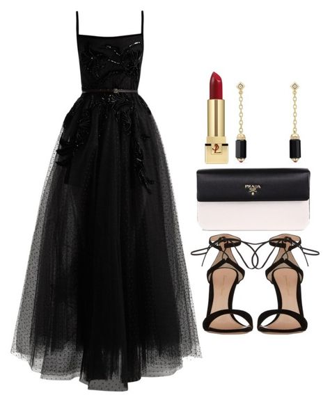 "Sin título #14369" by vany-alvarado ❤ liked on Polyvore featuring Elie Saab, Gianvito Rossi, Prada, Yves Saint Laurent and David Yurman Accessories For Black Dress Formal, Polyvore Outfits Dresses, Black Dress Classy Formal, Black Glam Outfit, Black Dress Polyvore, Prada Black Dress, Polyvore Outfits Casual, Couture Black Dress, Black Dress Collection