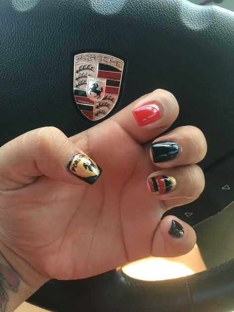 Porsche Themes Nails Car Nails Designs, Car Nails, Racing Nails, Construction Nails, Pink Porsche, Search Pins, Red Color Schemes, Nail Pictures, Valentine Photography