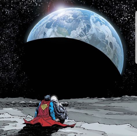 Superman Up In The Sky, Superman In Space, Superman Pfp, Superman Comic Art, Clark And Lois, Andy Kubert, Tom King, The Moon Art, Superman Artwork