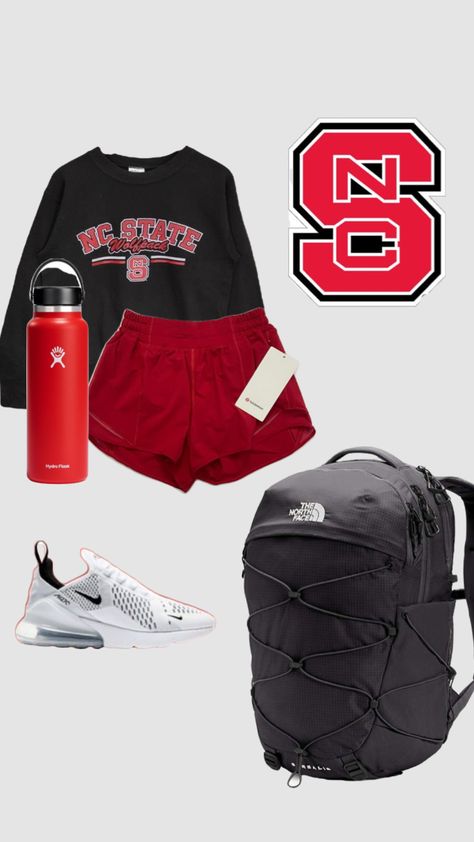 Nc State Outfits, Shuffle Fits, Everyday School Outfits, Beach Girl Outfits, Middle School Outfits, Red Outfits, Nc State Wolfpack, Nc State, Activewear Sets