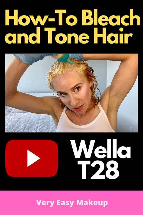 Want to bleach your hair natural blonde with Wella T28 at home?  Learn how to use Wella toner at home to dye your hair blonde, how to bleach your hair at home, and how to apply Wella toner to lighten your hair at home in this video by Very Easy Makeup. Wella T28 Before And After, T28 Wella Toner Before And After, T18 Wella Toner Before And After, Wella Toner For Orange Hair, How To Fix Orange Hair After Bleaching, T28 Wella Toner, Wella Toner Chart Before And After, Diy Blonde Hair At Home, Best Blonde Toner