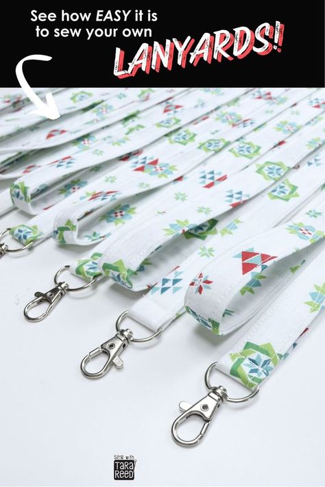 How to sew a fabric lanyard that isn't bulky Diy Fabric Pouches, Things To Sew And Sell, Fabric Scrap Projects, Diy Lanyards, Easy Things To Sew, Diy Key Fob, Lanyard Tutorial, Sew And Sell, Things To Sew