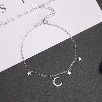 Cheap Bracelets, Elegant Jewellery, Moon Bracelet, Estilo Boho Chic, Hand Bracelet, Simple Bracelets, Moon And Star, Silver Jewelry Fashion, Star Bracelet