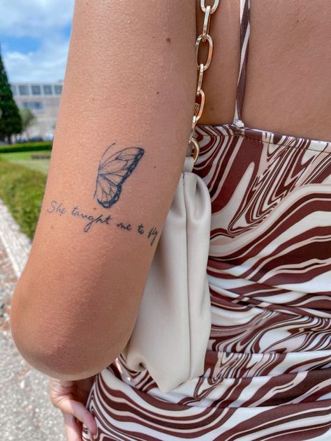 I Gave Her Wings She Taught Me To Fly Tattoo, She Gave Me Wings And Taught Me To Fly, I Gave Her Wings She Taught Me To Fly, Butterfly Quote Tattoos For Women, She Taught Me To Fly Tattoo, What If I Fly Tattoo, But What If You Fly Tattoo, Fly Tattoo Word, She Gave Me Purpose Tattoo